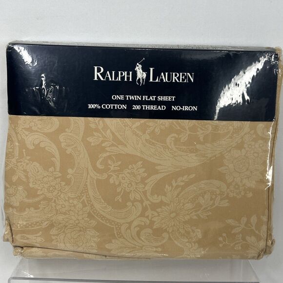 Ralph Lauren Other - Ralph Lauren Twin Flat Sheet Tan Avery Cafe Floral Paisley Cotton 200 Thread